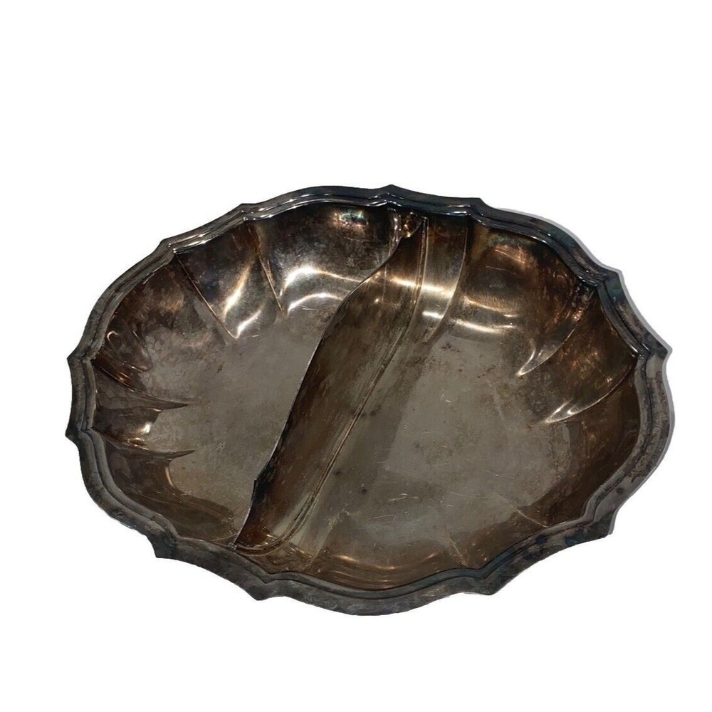 Vintage Chippendale Divided Candy Bowl Dish International Silver Co 6353